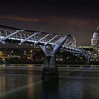 Buy canvas prints of St Pauls Cathedral and Millennium Bridge Panoramic by K7 Photography