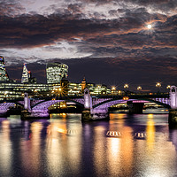 Buy canvas prints of The Illuminated River - Southwark Bridge by K7 Photography