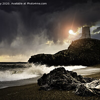 Buy canvas prints of Majestic Llanddwyn Lighthouse amidst a Stormy Sky by K7 Photography