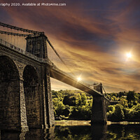 Buy canvas prints of Menai Bridge Sunset Over The Straits by K7 Photography
