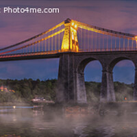 Buy canvas prints of Menai Bridge Panorama by K7 Photography