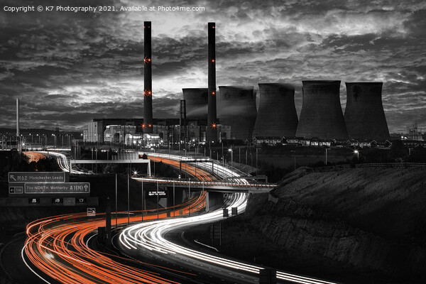Vivid Light Trails of Ferrybridge Power Station Picture Board by K7 Photography