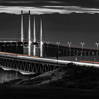 Buy canvas prints of Rivers of Light Flowing Across the Oresund Bridge by K7 Photography