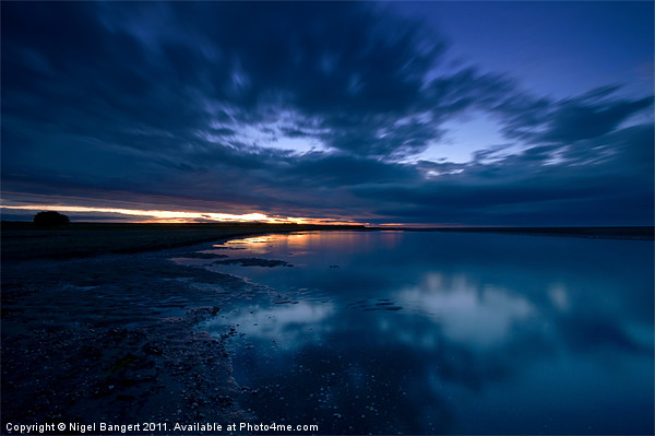 Holy Island Causeway Sunset Picture Board by Nigel Bangert