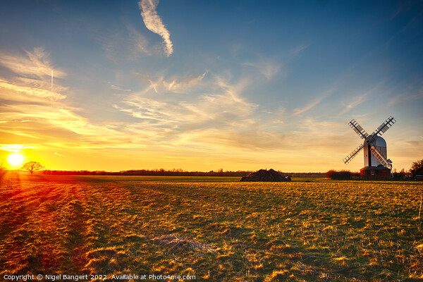 Windmill Sunset Picture Board by Nigel Bangert