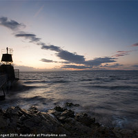 Buy canvas prints of Portishead Lighthouse Sunset by Nigel Bangert