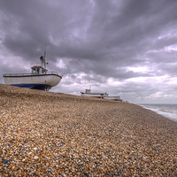 Buy canvas prints of Fishing Boats at Dungeness by Nigel Bangert