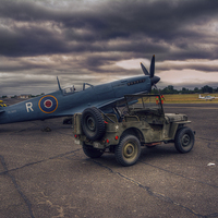 Buy canvas prints of  Reconnaissance Spitfire and Jeep by Nigel Bangert