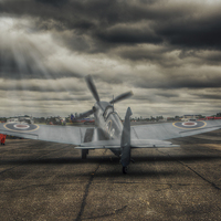 Buy canvas prints of  Reconnaissance Spitfire Take-Off by Nigel Bangert