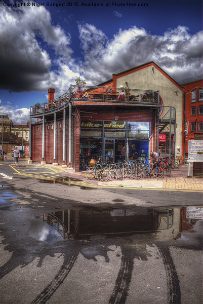  Bristol Docks Cafe and Bike Shop Picture Board by Nigel Bangert