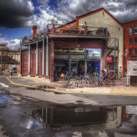 Buy canvas prints of  Bristol Docks Cafe and Bike Shop by Nigel Bangert