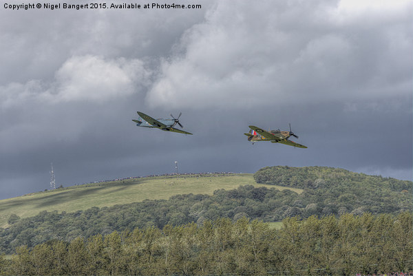  Hurricane and Spitfire Flypast  Picture Board by Nigel Bangert