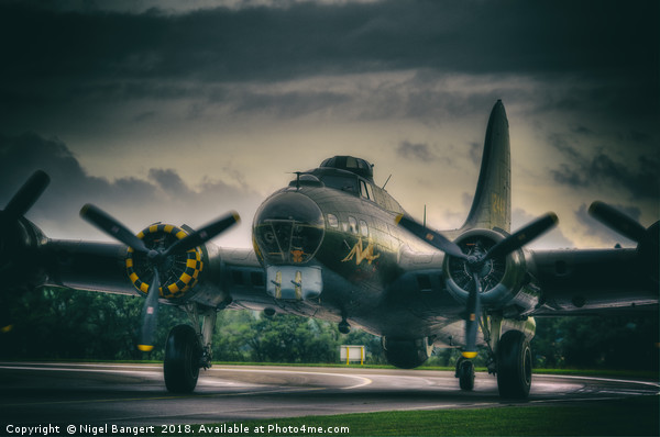 Sally B AKA Memphis Belle Taxiing Picture Board by Nigel Bangert