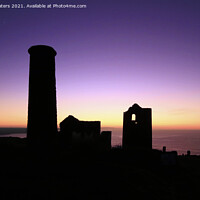 Buy canvas prints of Sunset Silhouette Wheal Coates by Terri Waters