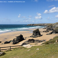Buy canvas prints of Bedruthan Steps From Carnewas Cliff Path by Terri Waters