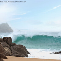 Buy canvas prints of Porthcurno Wave by Terri Waters