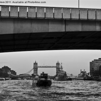 Buy canvas prints of London Bridges Black & White by Terri Waters
