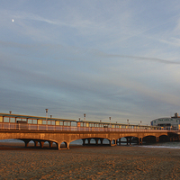 Buy canvas prints of Moon Rise Over Bournemouth Pier by Terri Waters