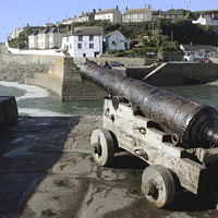 Buy canvas prints of Porthleven Cannon by Terri Waters