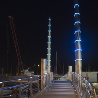 Buy canvas prints of Torquay Harbour Footbridge At Night by Terri Waters