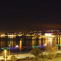 Buy canvas prints of Torquay Strand And Torbay At Night by Terri Waters
