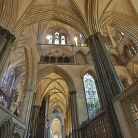 Buy canvas prints of  Salisbury Cathedral South Aisle by Terri Waters