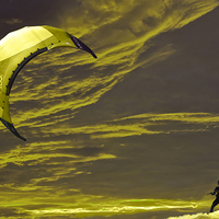Buy canvas prints of Surreal Surfing gold by Terri Waters