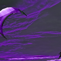 Buy canvas prints of  Surreal Surfing purple by Terri Waters