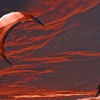 Buy canvas prints of Surreal Surfing red by Terri Waters