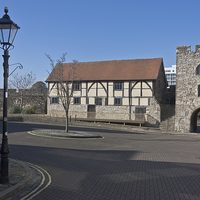 Buy canvas prints of Westgate And Tudor Merchants Hall Southampton  by Terri Waters