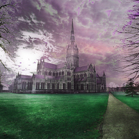 Buy canvas prints of Colourful Salisbury Cathedral  by Terri Waters