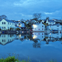 Buy canvas prints of The Lights Come On In Mylor Bridge by Terri Waters