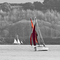 Buy canvas prints of Isolated Yacht Carrick Roads by Terri Waters
