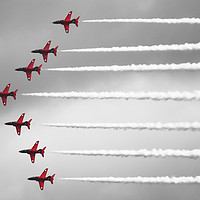 Buy canvas prints of Red Arrows Selective Colour Panorama by Terri Waters