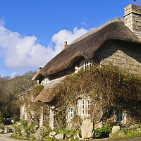 Buy canvas prints of Penberth Thatched Cottage by Terri Waters