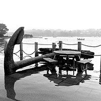Buy canvas prints of Pandora Inn Anchor in monochrome by Terri Waters