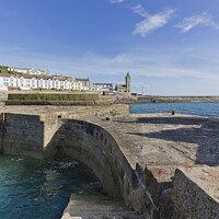 Buy canvas prints of Porthleven Harbour Wall Steps by Terri Waters
