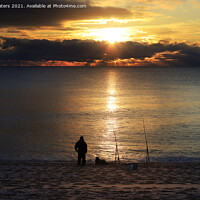 Buy canvas prints of Loe Bar Fishing at Sunset by Terri Waters