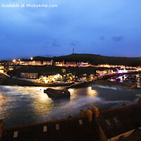 Buy canvas prints of Porthleven Night Panorama by Terri Waters