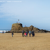 Buy canvas prints of Low Tide at Perranporth Cornwall by Terri Waters