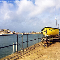 Buy canvas prints of SS227 Between the lighthouses at St Ives by Terri Waters