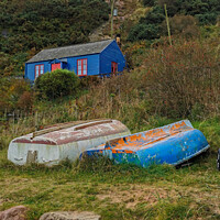Buy canvas prints of The Blue Hut By The Sea by Alasdair Preston