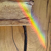Buy canvas prints of Rainbow rays over timber by DEE- Diana Cosford
