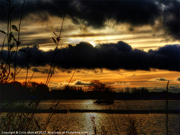 Enthralling Yeadon Tarn Dusk Display Picture Board by Colin Metcalf