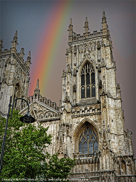 Rainbow over York Minster Picture Board by Colin Metcalf