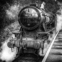 Buy canvas prints of Under Steam Again. Mono. by Colin Metcalf
