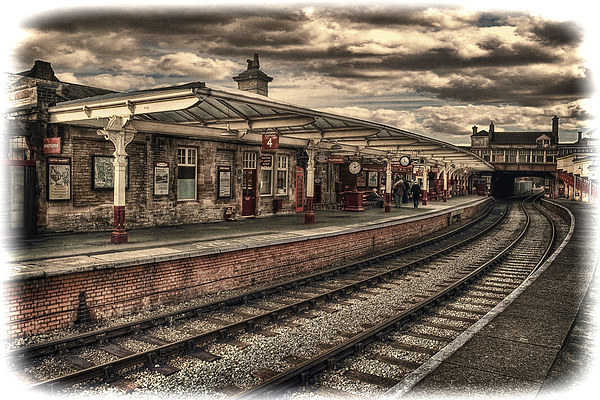 Vintage Keighley Station Picture Board by Colin Metcalf
