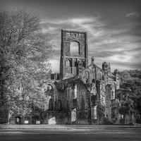 Buy canvas prints of Kirkstall Abbey Mono by Colin Metcalf