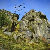 Buy canvas prints of 'Rombald's Flight: Ilkley Moor's Iconic Formation' by Colin Metcalf