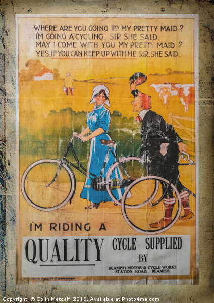 Classic Bicycle Merchant's Enamelled Sign Picture Board by Colin Metcalf